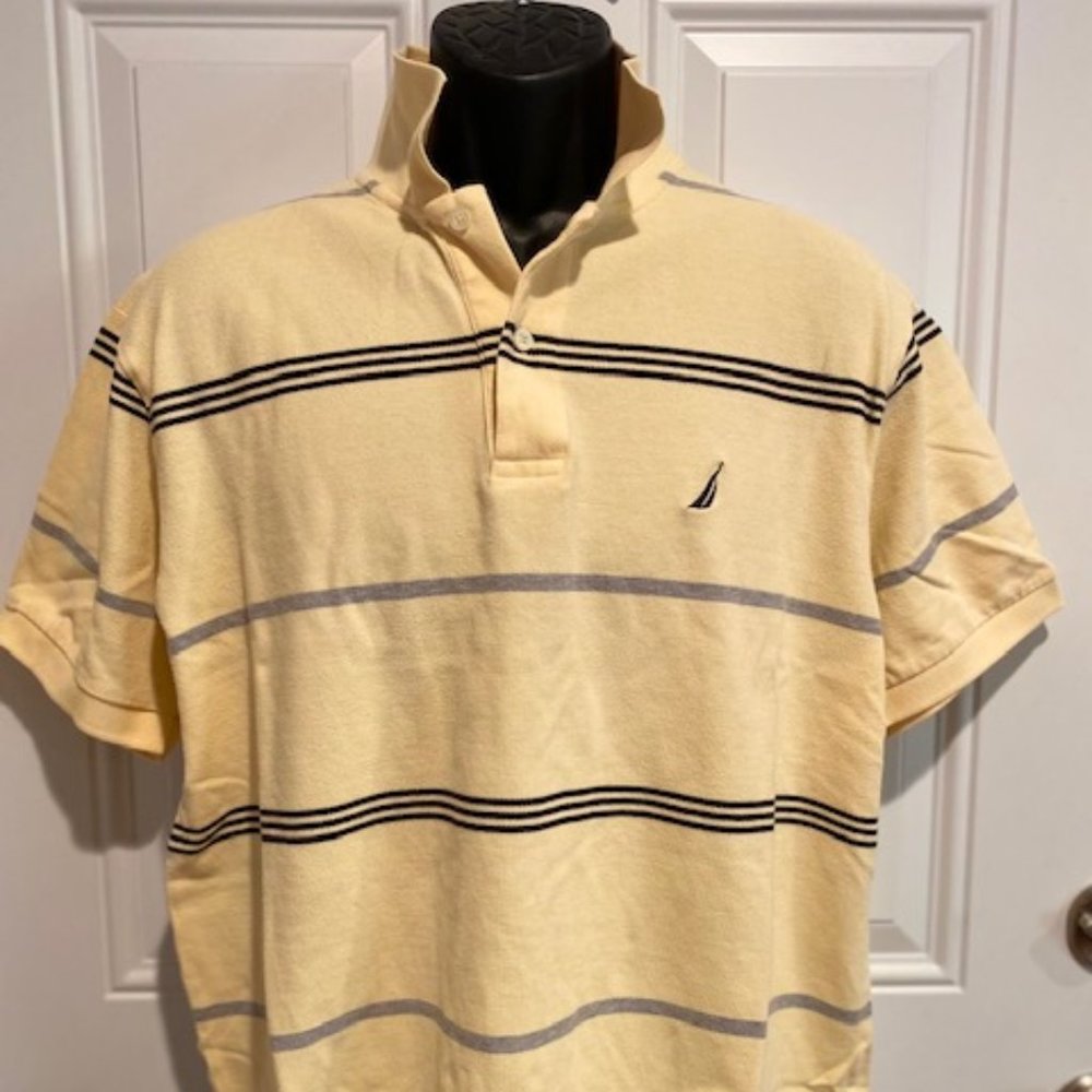 Nautica Yellow stripped polo